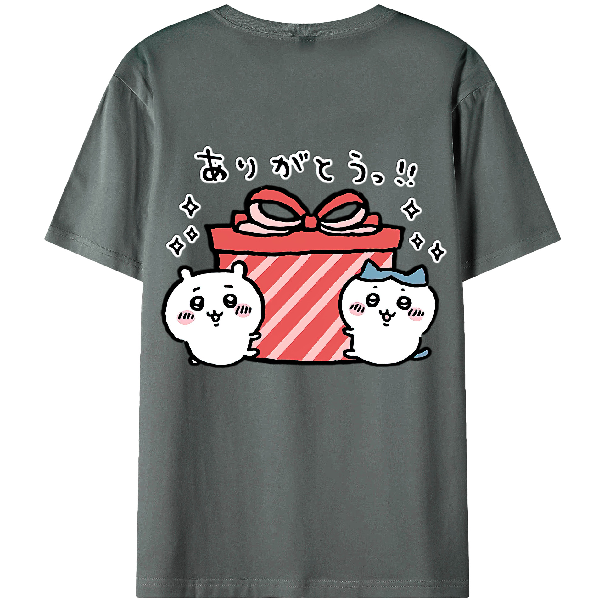 （画像用） ちいかわ ハチワレ Chii-kawa hachiware 綿100％ メンズ半袖Tシャツ（バックプリント） 通気性